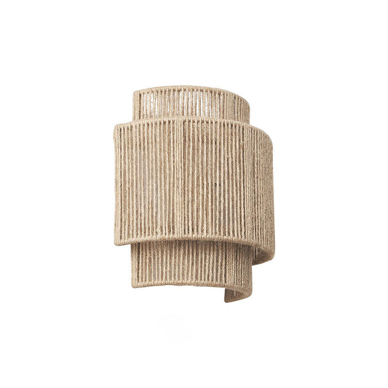 Handwoven Rattan Curved Wall Sconce Boho
