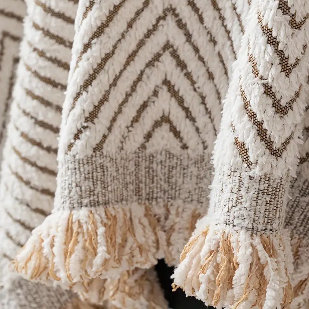 Herringbone Sofa Cover with Tassels