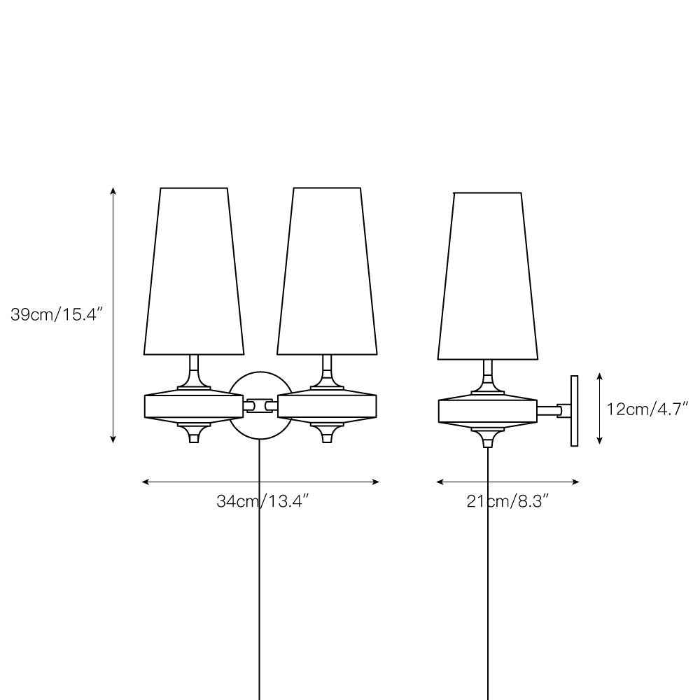 Modern Walnut Plug-In Double Wall Sconce Lamp