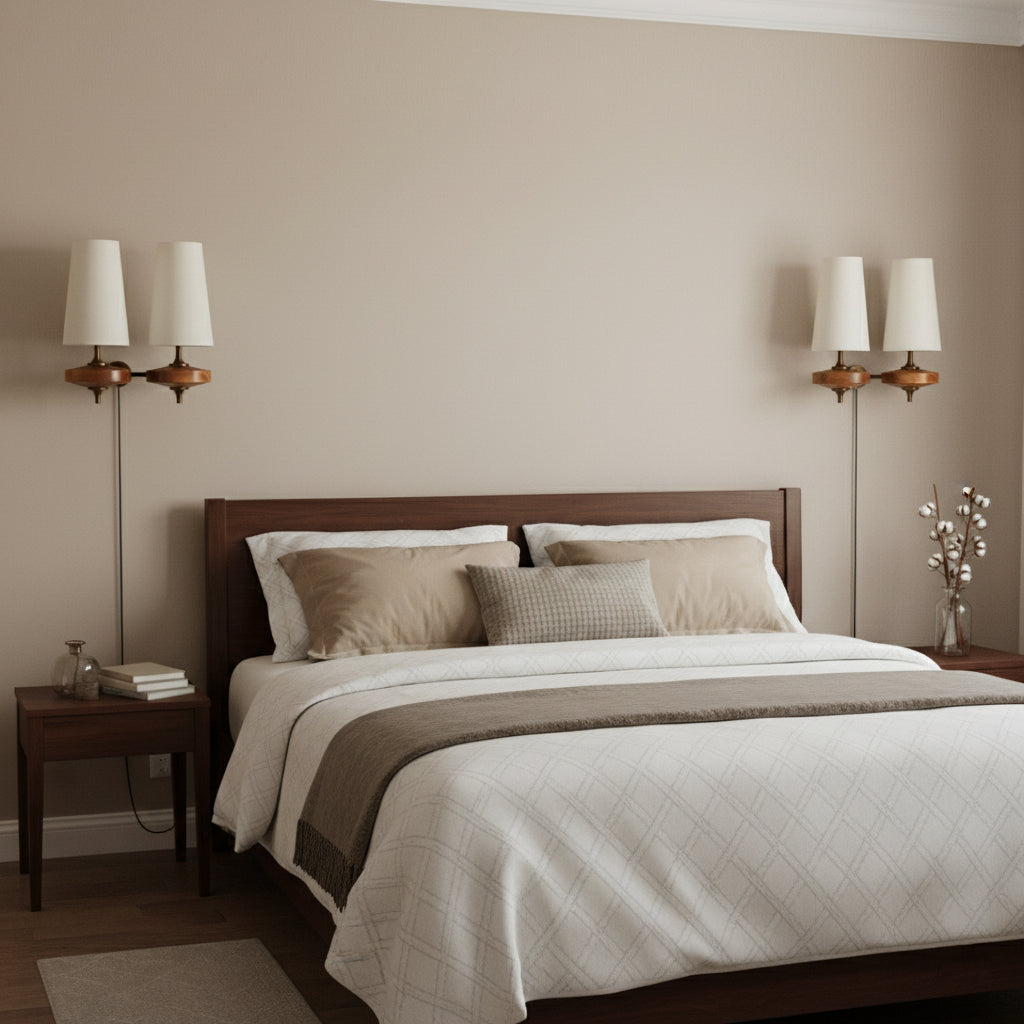 Modern Walnut Plug-In Double Wall Sconce Lamp