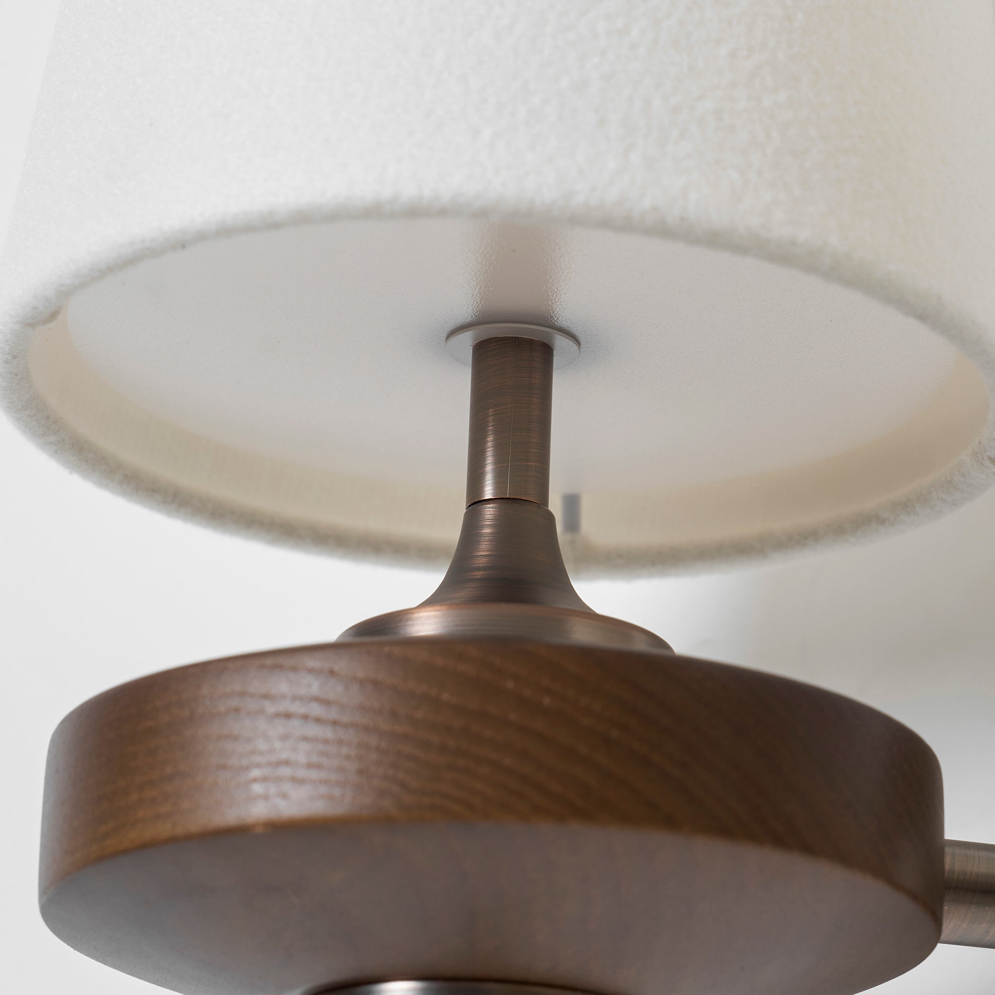 Walnut Double Wall Sconce with Fabric Shades