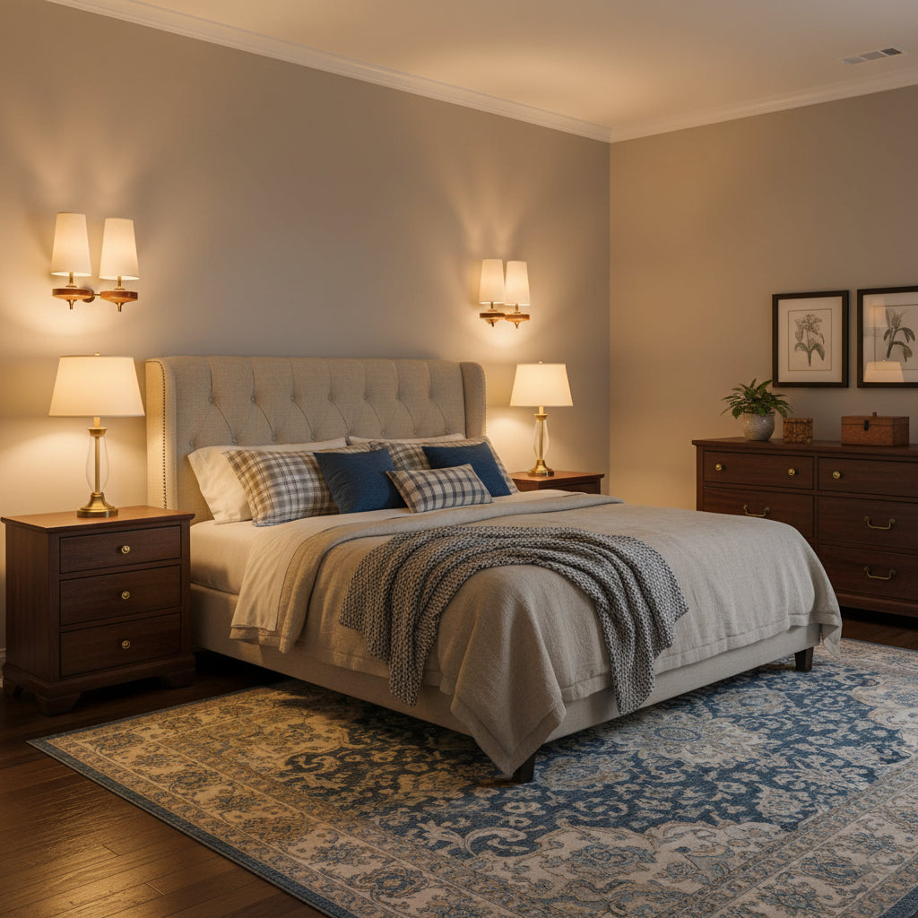 Walnut Double Wall Sconce with Fabric Shades