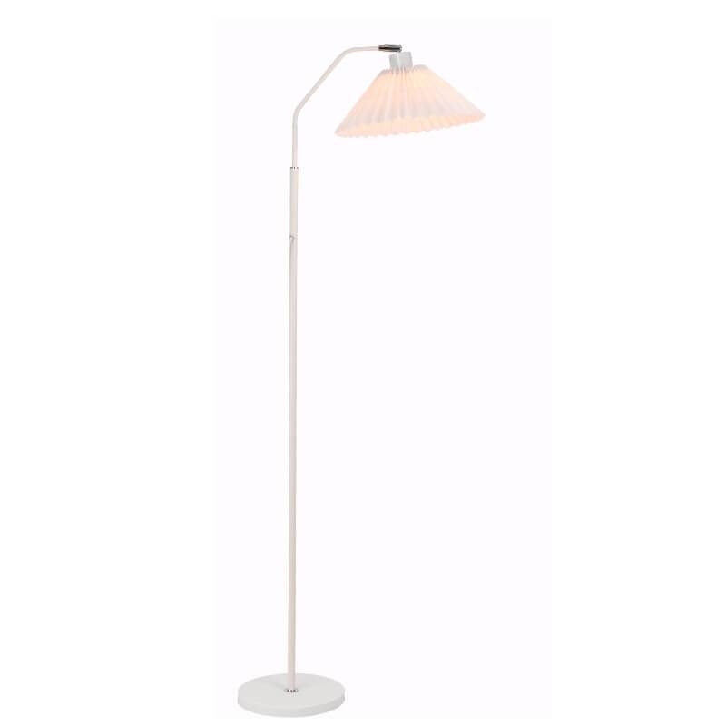 Iron Pleated Shade Floor Lamp with Curved Arm