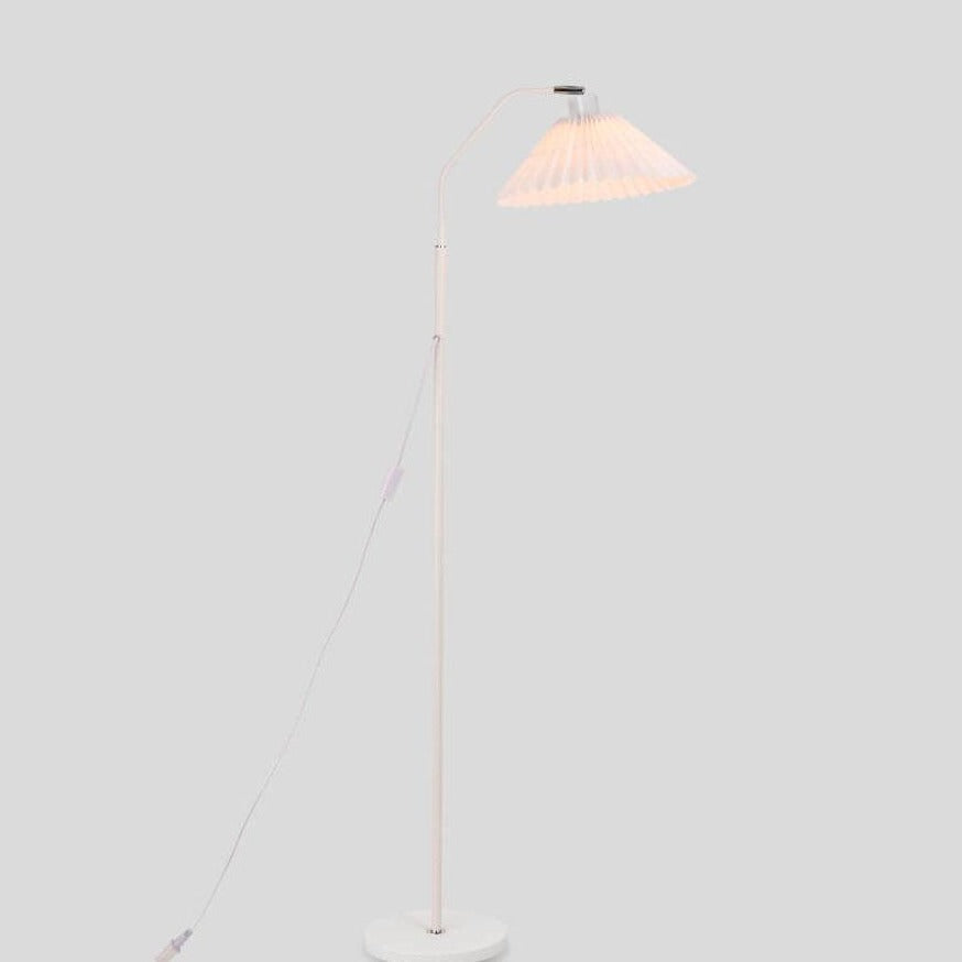 Iron Pleated Shade Floor Lamp with Curved Arm