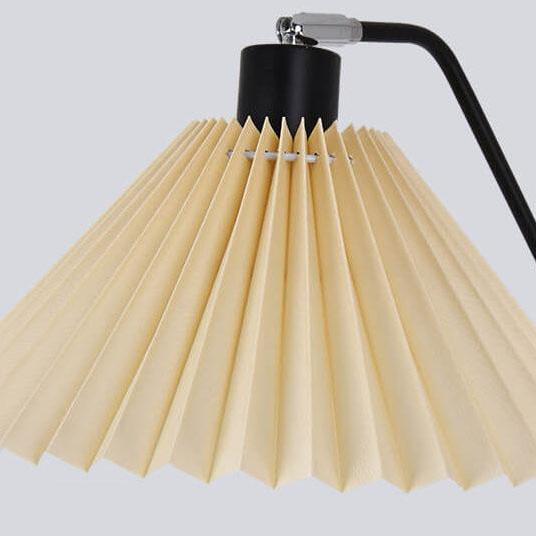 Iron Pleated Shade Floor Lamp with Curved Arm