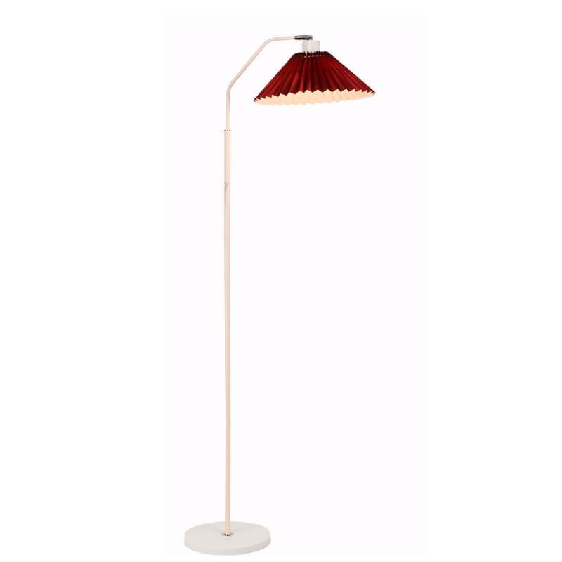 Iron Pleated Shade Floor Lamp with Curved Arm