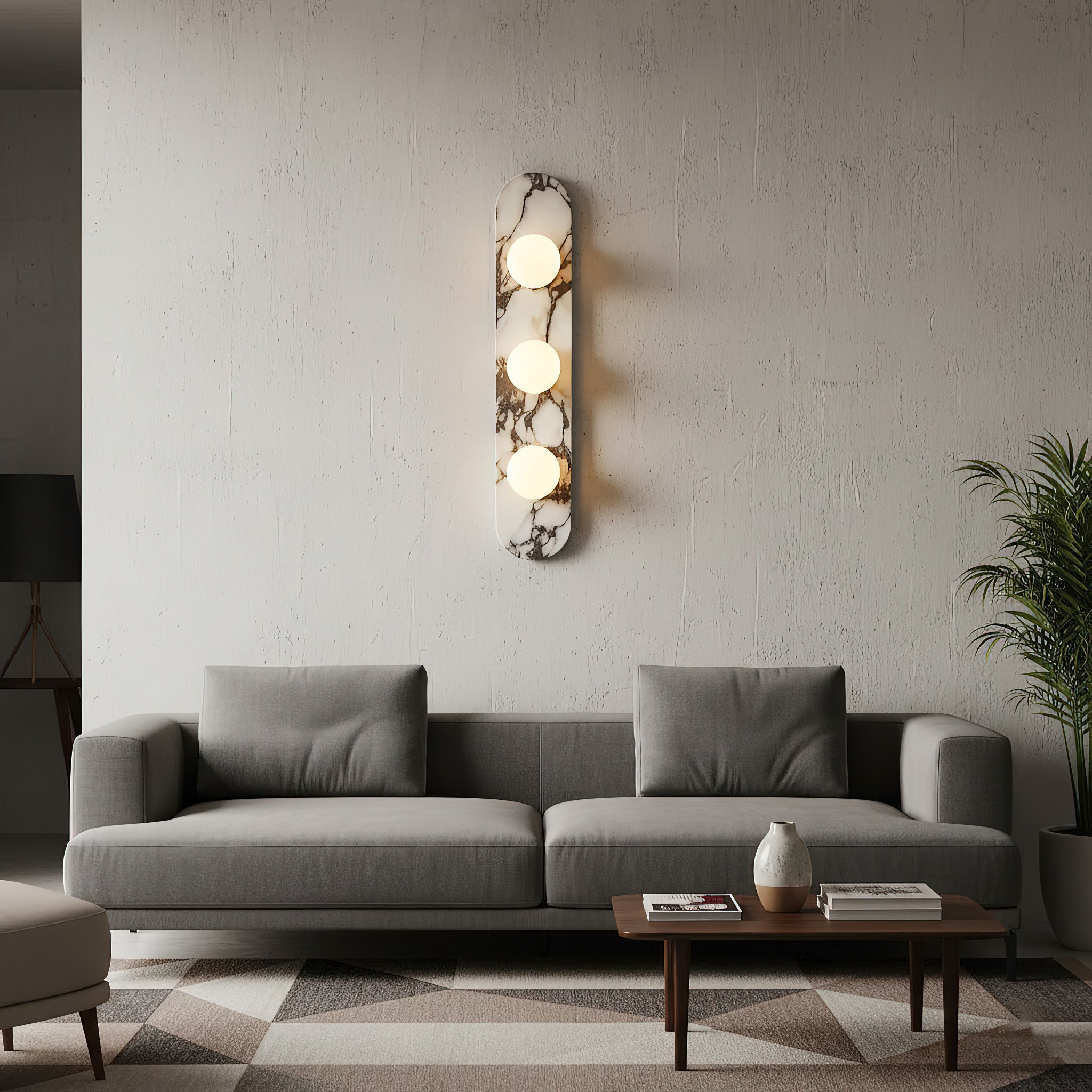 Italian Marble Wall Sconce with Opal Globes