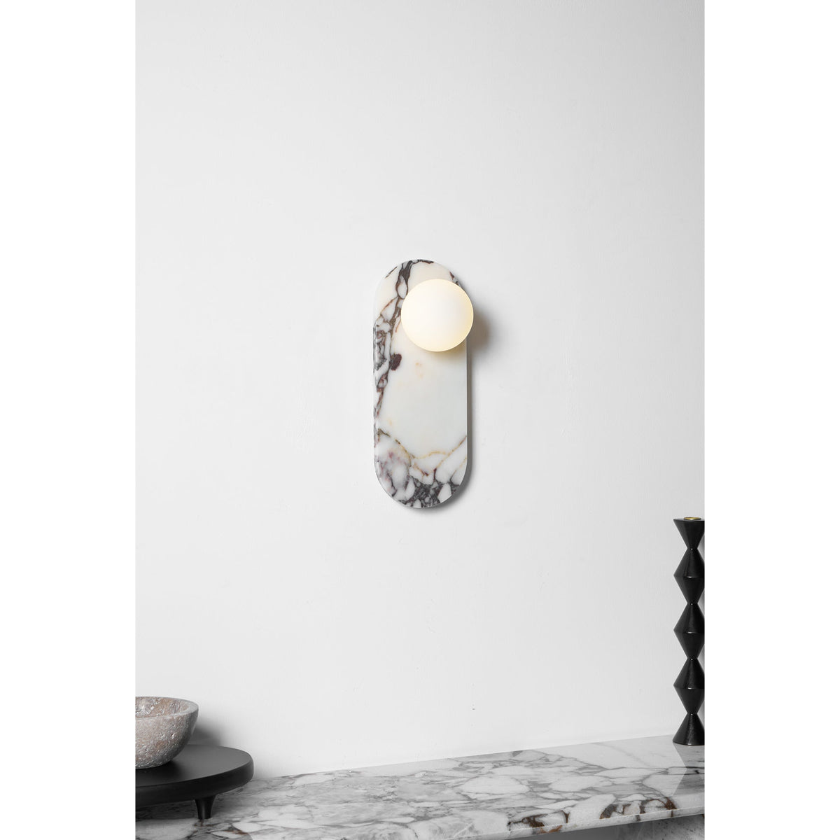 Italian Marble Wall Sconce with Opal Globes