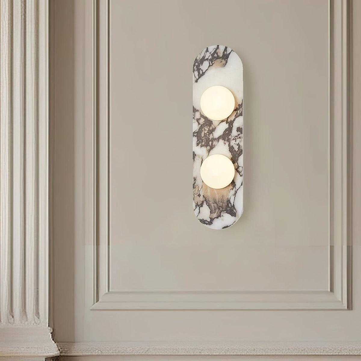 Italian Marble Wall Sconce with Opal Globes