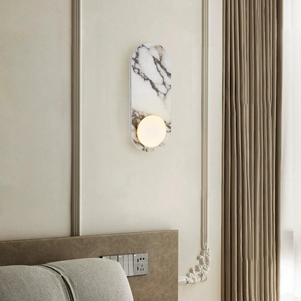 Italian Marble Wall Sconce with Opal Globes