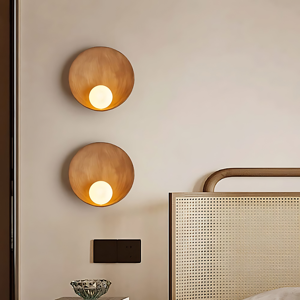 Japandi Resin Wall Sconce with Frosted Globe