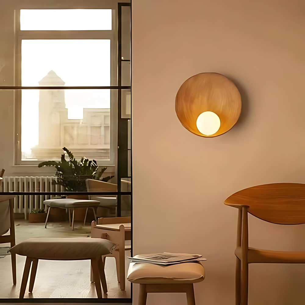 Japandi Resin Wall Sconce with Frosted Globe