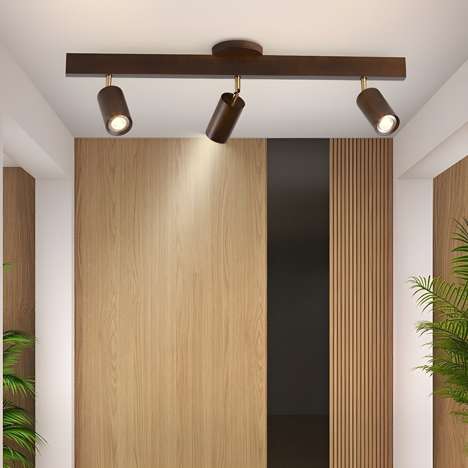 Japanese Wood Adjustable LED Spotlight Fixture