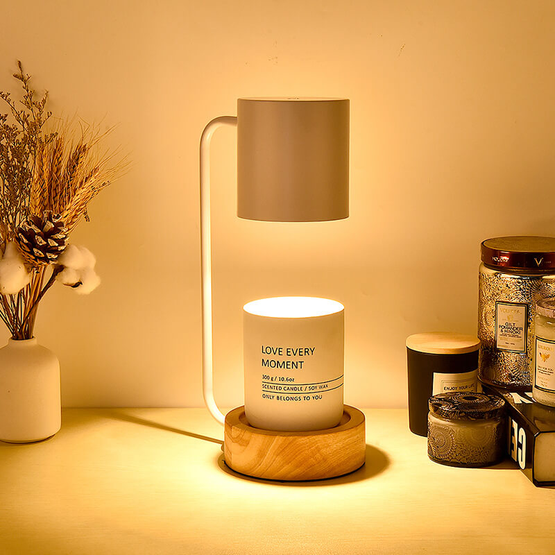 Japanese Wood Candle Warmer Lamp with Dimmer