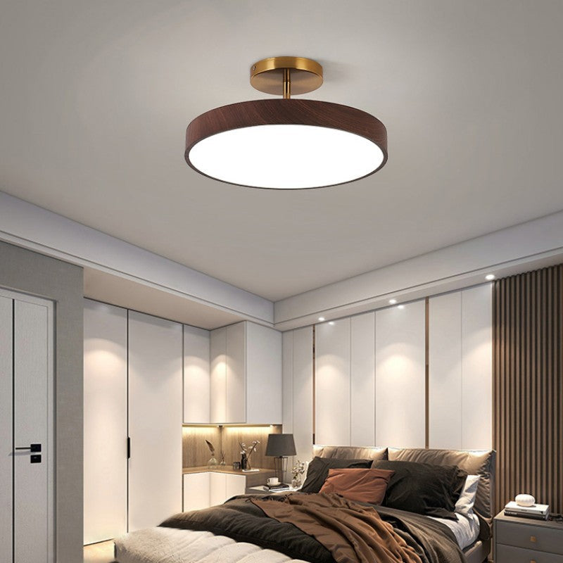 Japanese Wood Finish Semi Flush Ceiling Light