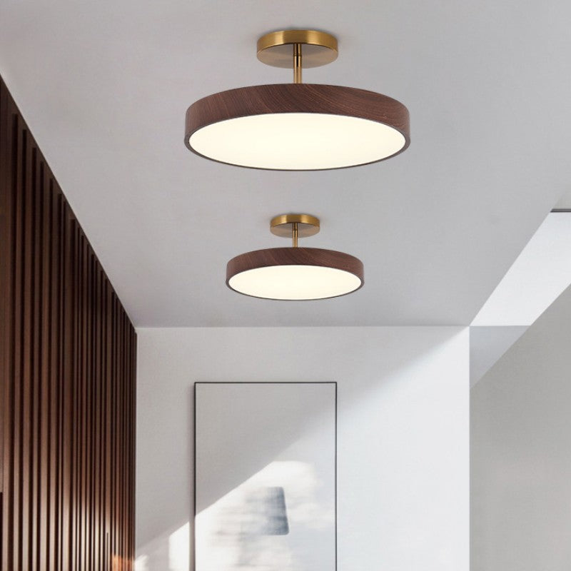Japanese Wood Finish Semi Flush Ceiling Light