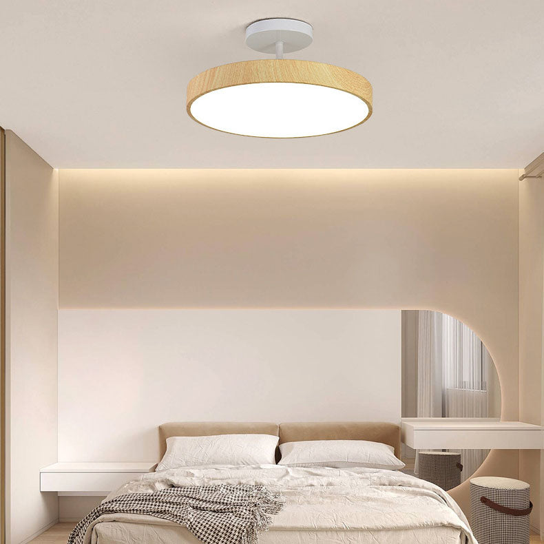 Japanese Wood Finish Semi Flush Ceiling Light