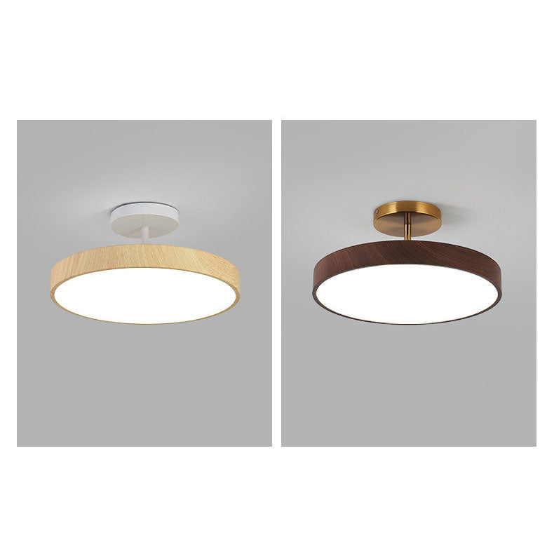 Japanese Wood Finish Semi Flush Ceiling Light