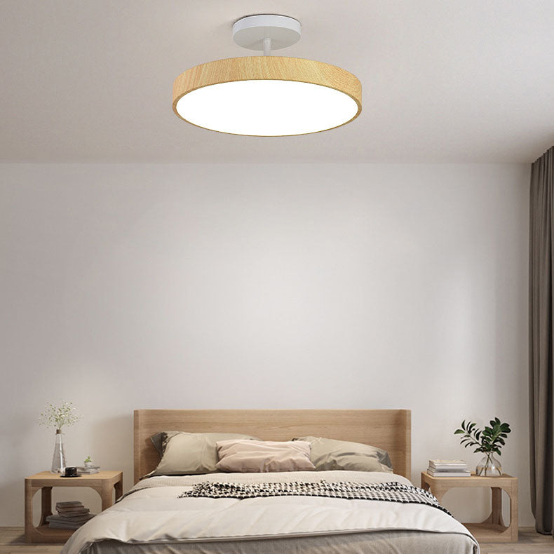 Japanese Wood Finish Semi Flush Ceiling Light