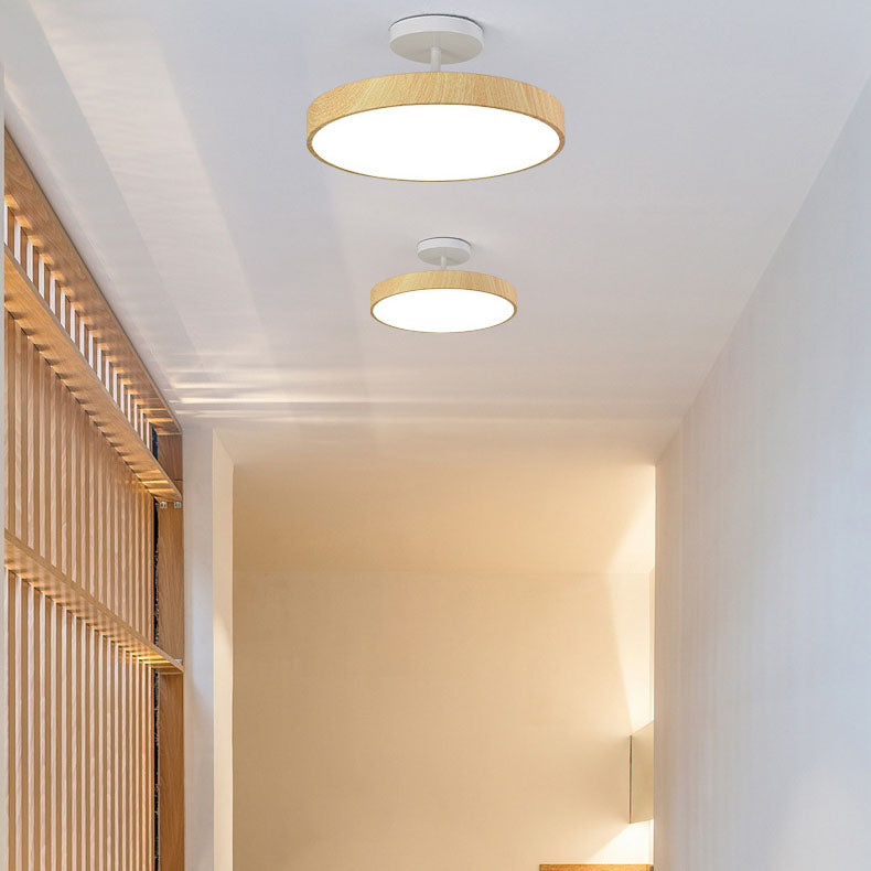 Japanese Wood Finish Semi Flush Ceiling Light