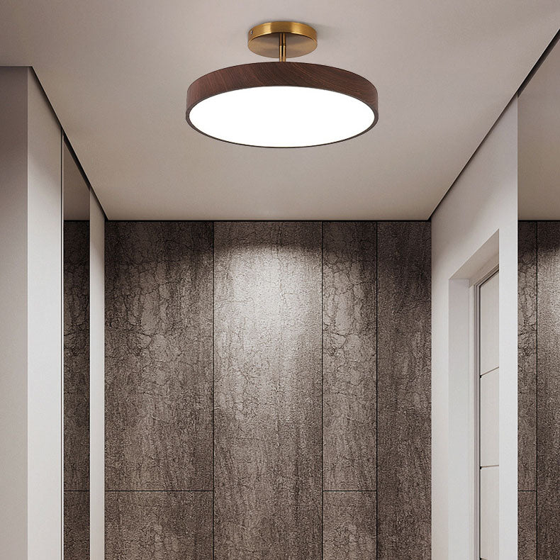 Japanese Wood Finish Semi Flush Ceiling Light