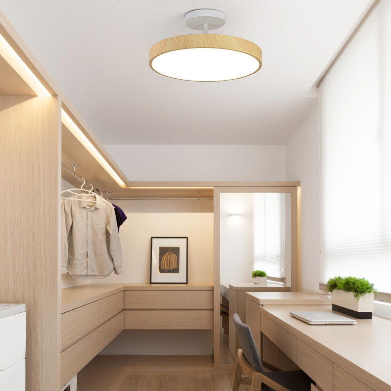 Japanese Wood Finish Semi Flush Ceiling Light