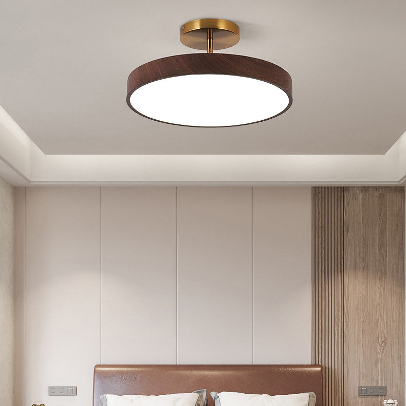 Japanese Wood Finish Semi Flush Ceiling Light