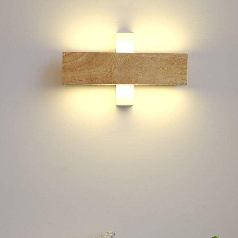 Japanese Wood LED Wall Sconce with Soft Glow