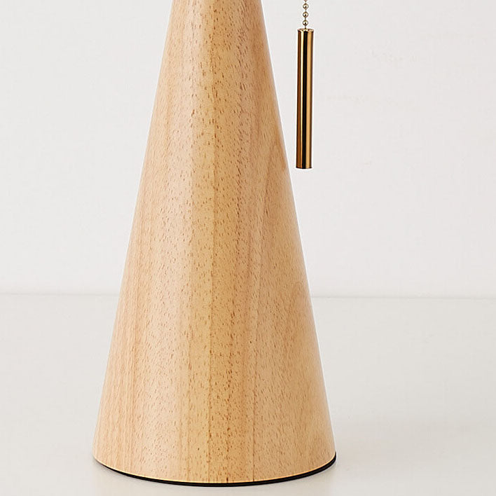 Japanese Wooden Table Lamp with Pleated Shade