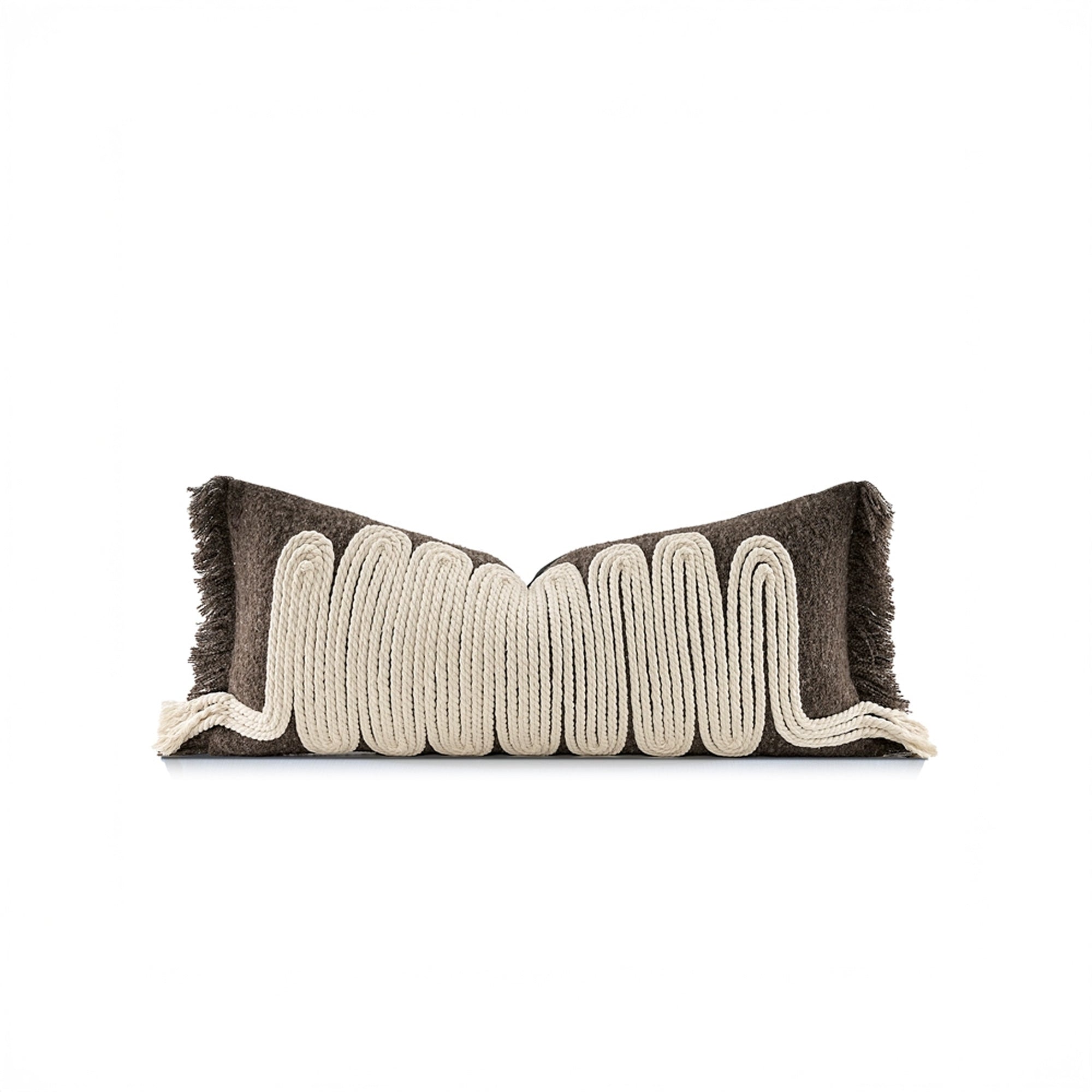Knotted Rope Lumbar Pillow with Side Fringe