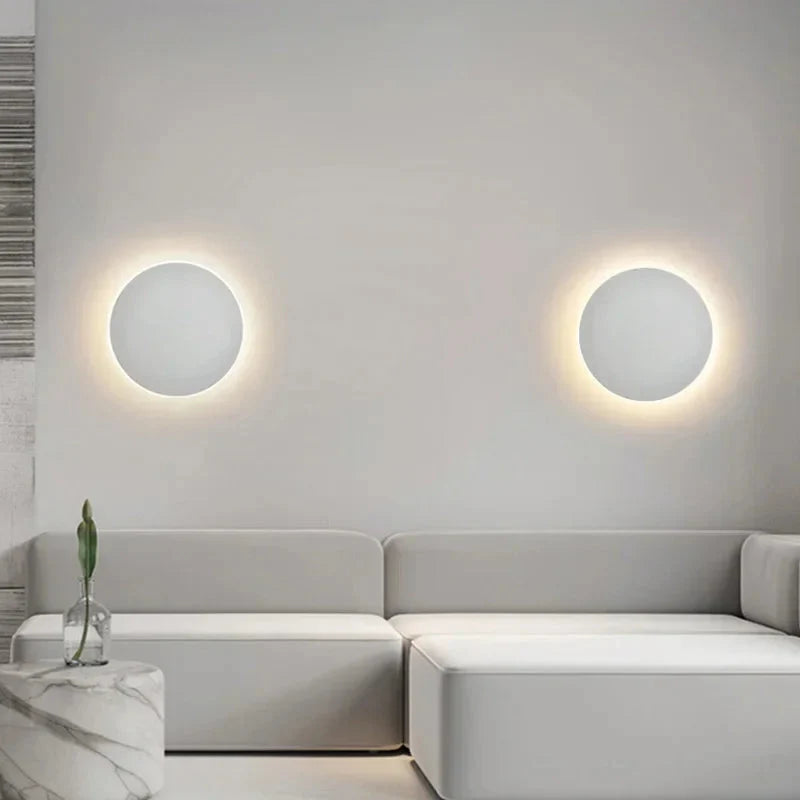 Modern Round LED Wall Sconce with Halo Glow