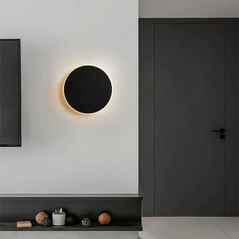 Modern Round LED Wall Sconce with Halo Glow