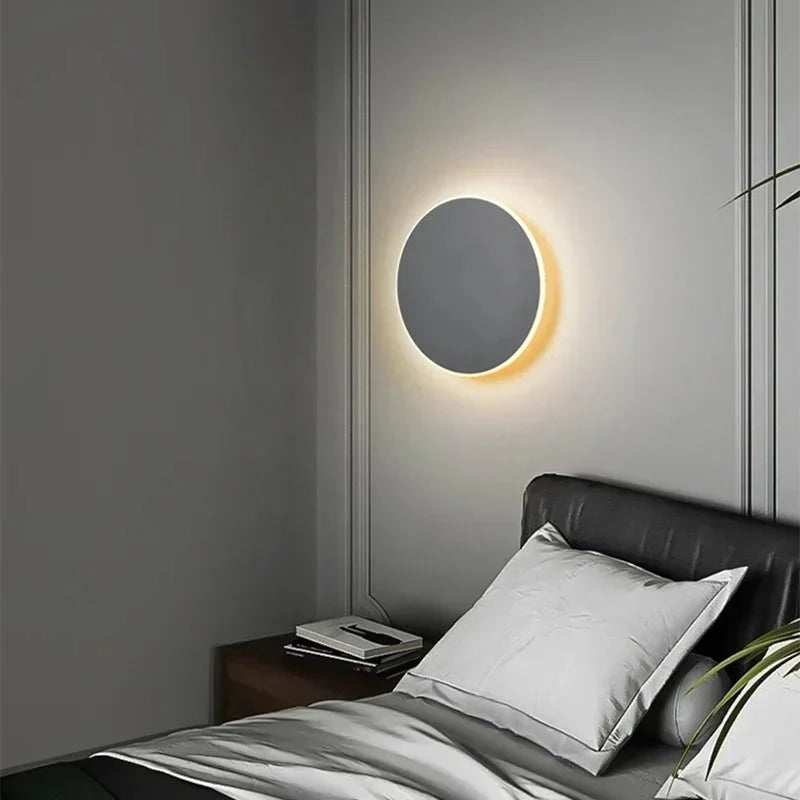 Modern Round LED Wall Sconce with Halo Glow