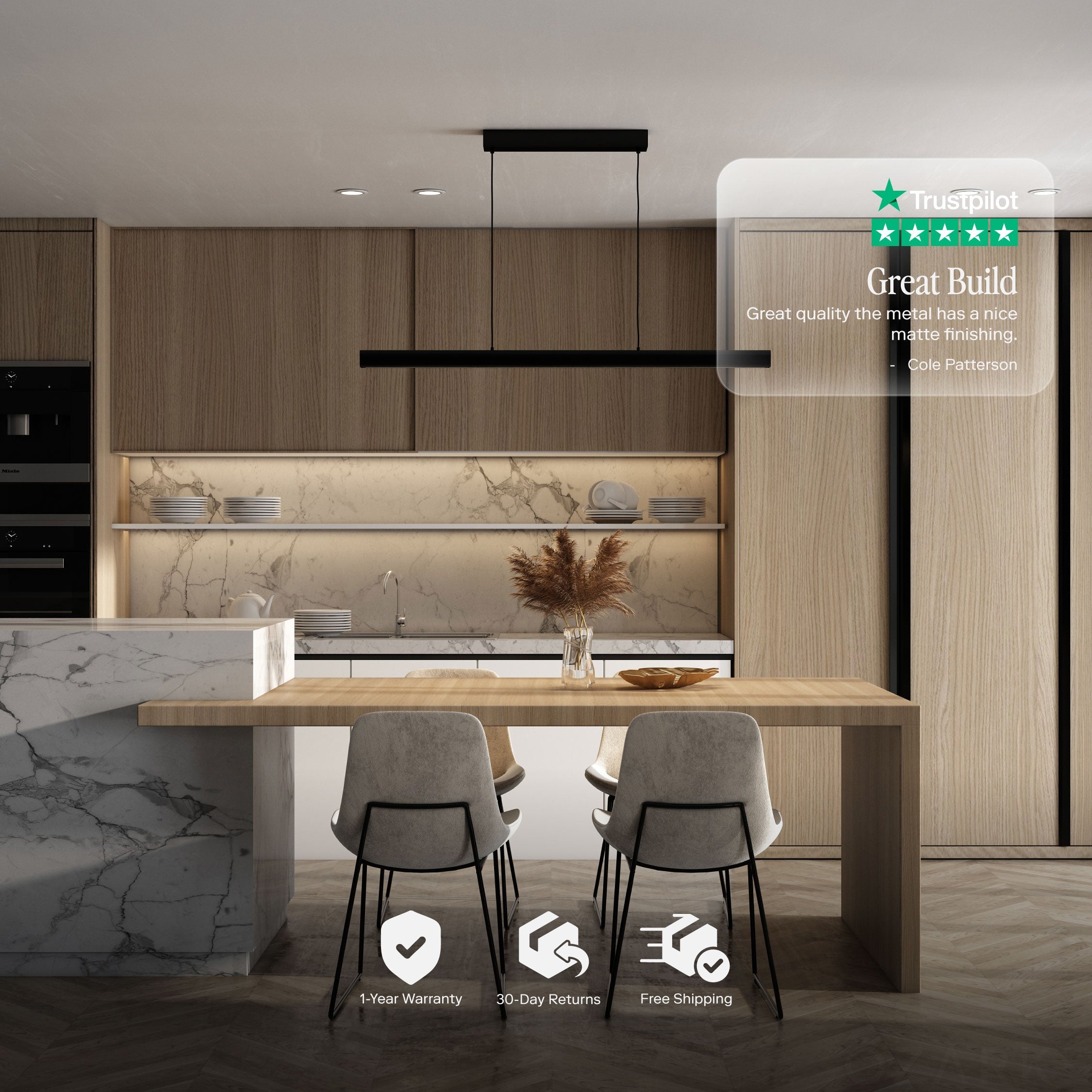 Linear LED Pendant Light with Adjustable Glow