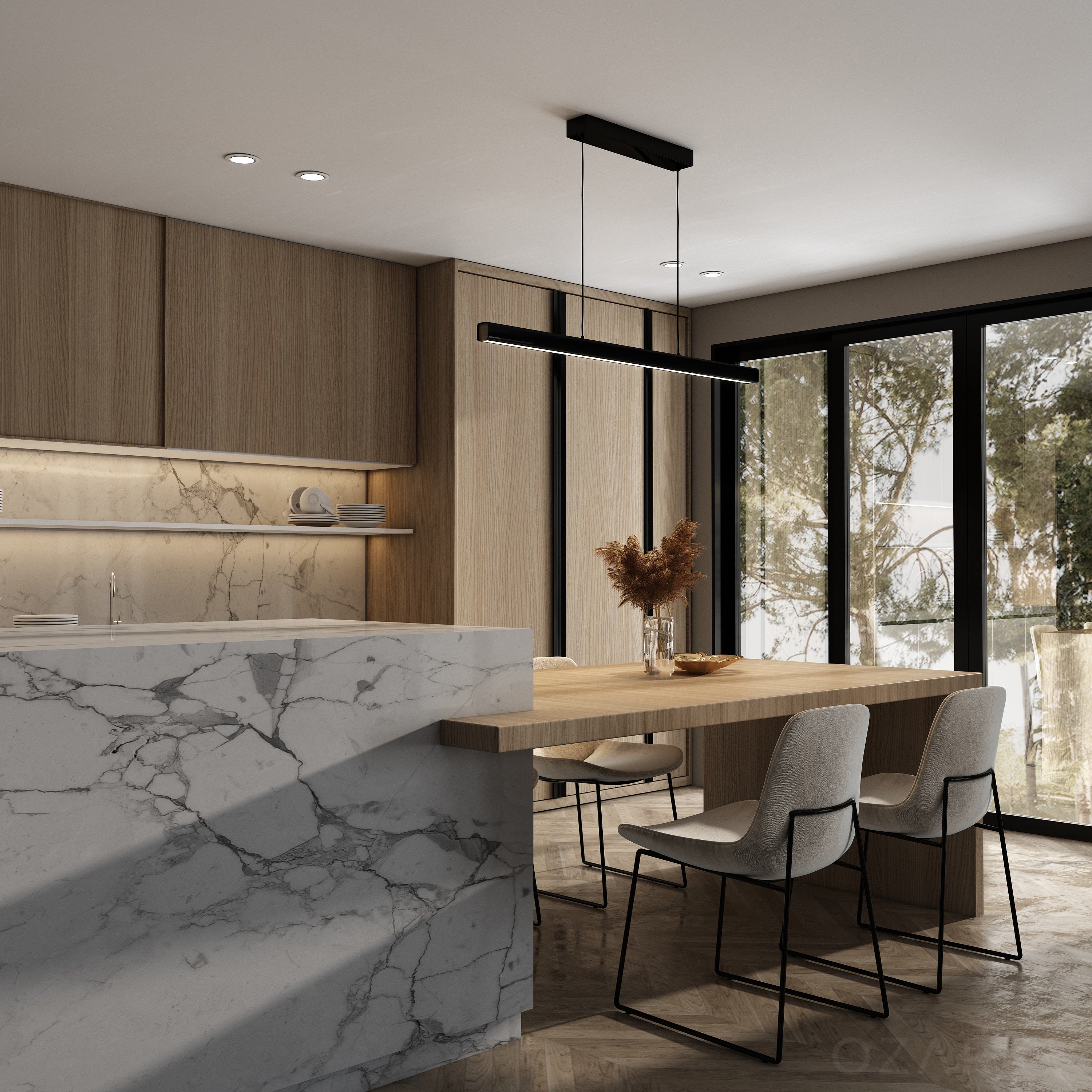 Linear LED Pendant Light with Adjustable Glow