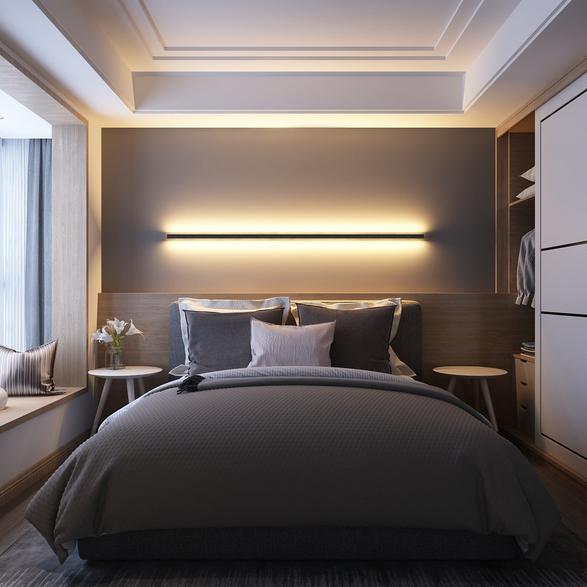 Linear LED Wall Lamp with Dimmable Back Glow