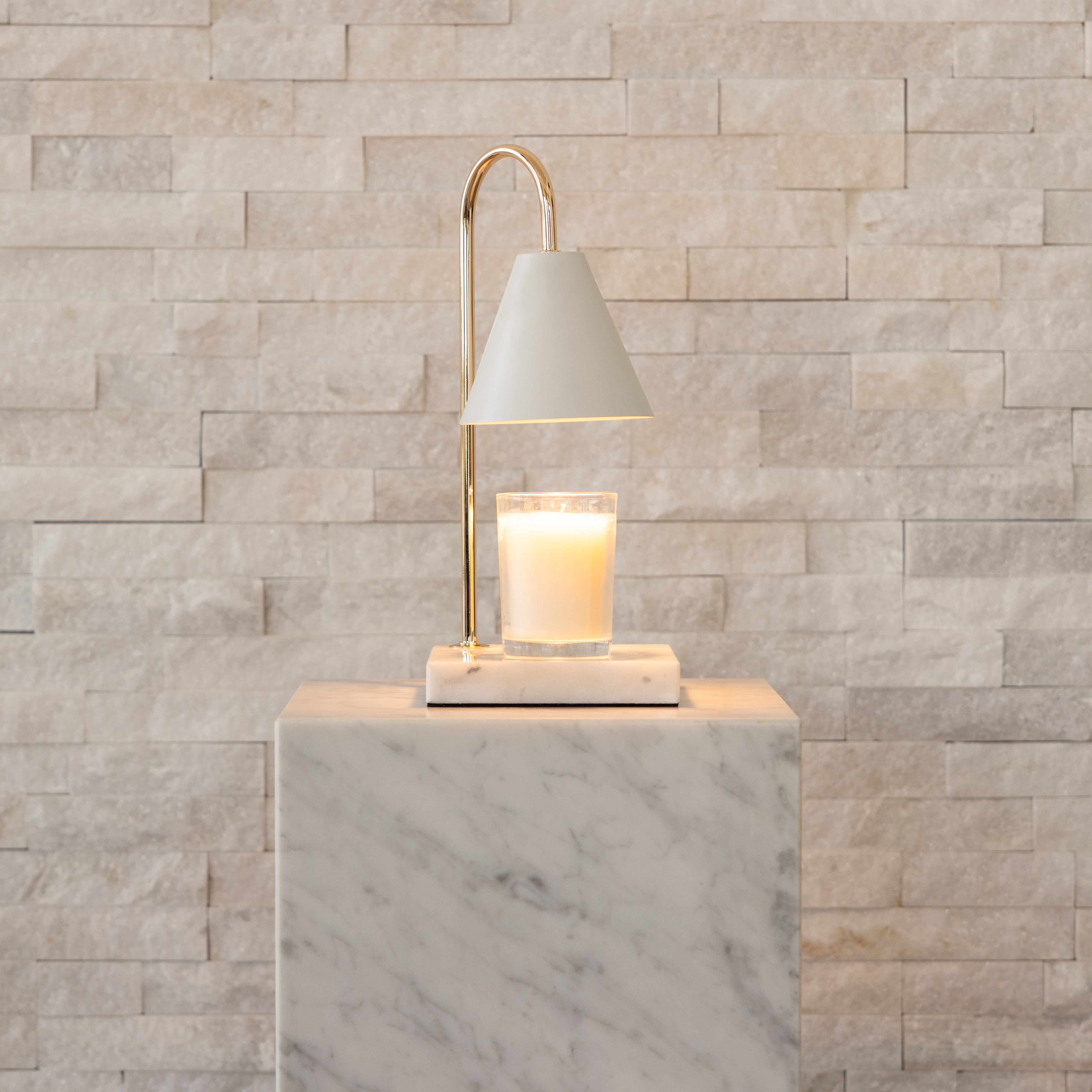 Marble Candle Warmer Lamp with Dimmable Glow