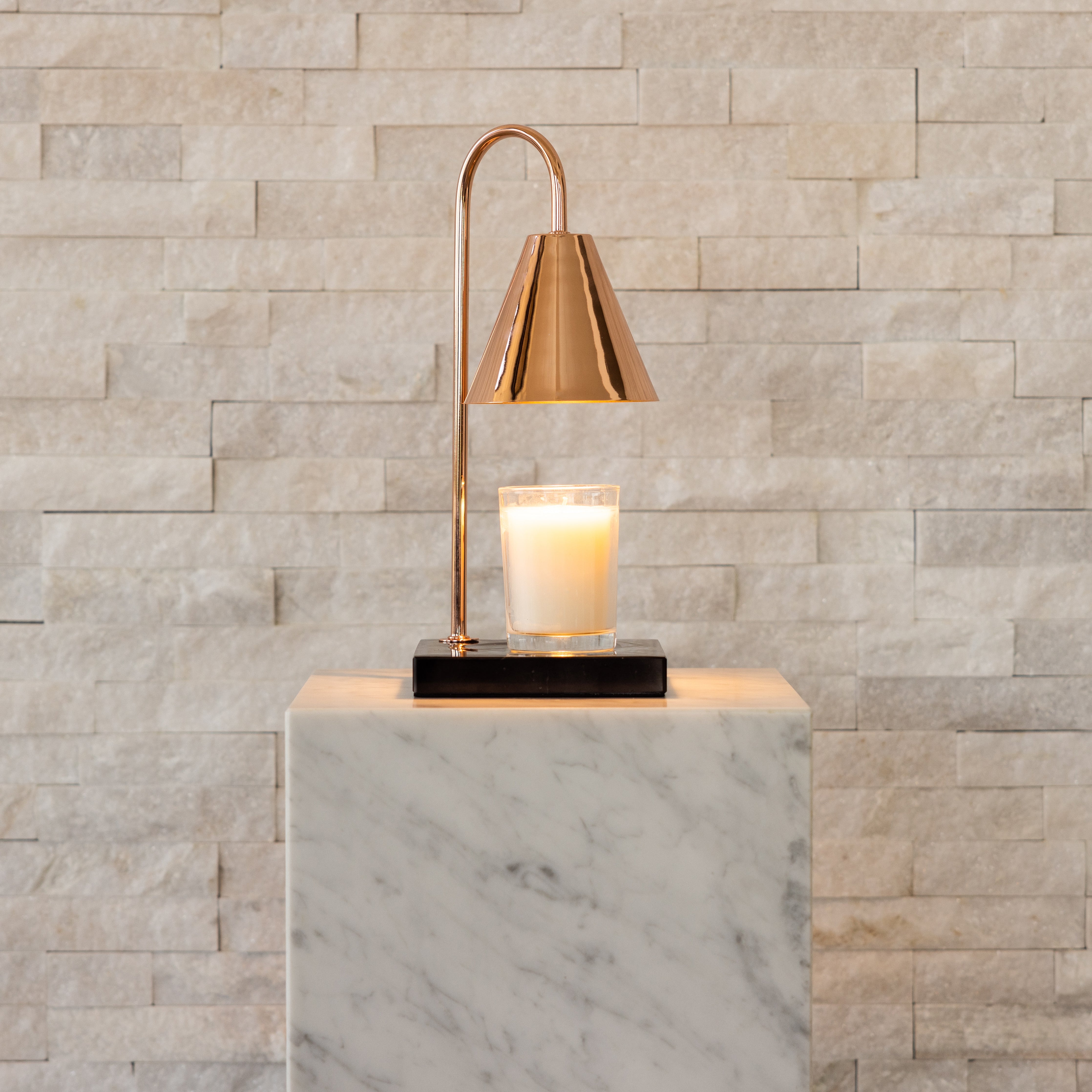 Marble Candle Warmer Lamp with Dimmable Glow