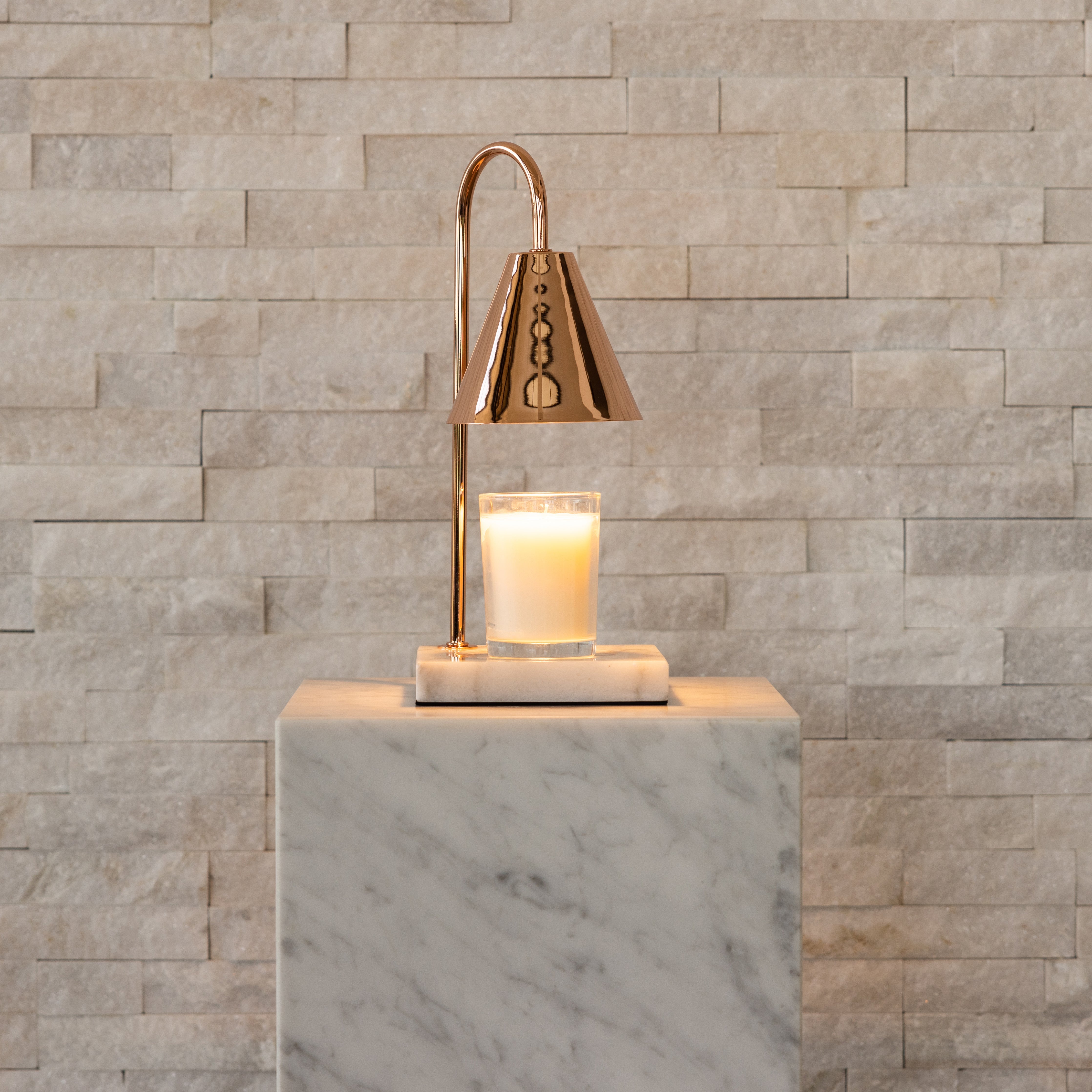 Marble Candle Warmer Lamp with Dimmable Glow