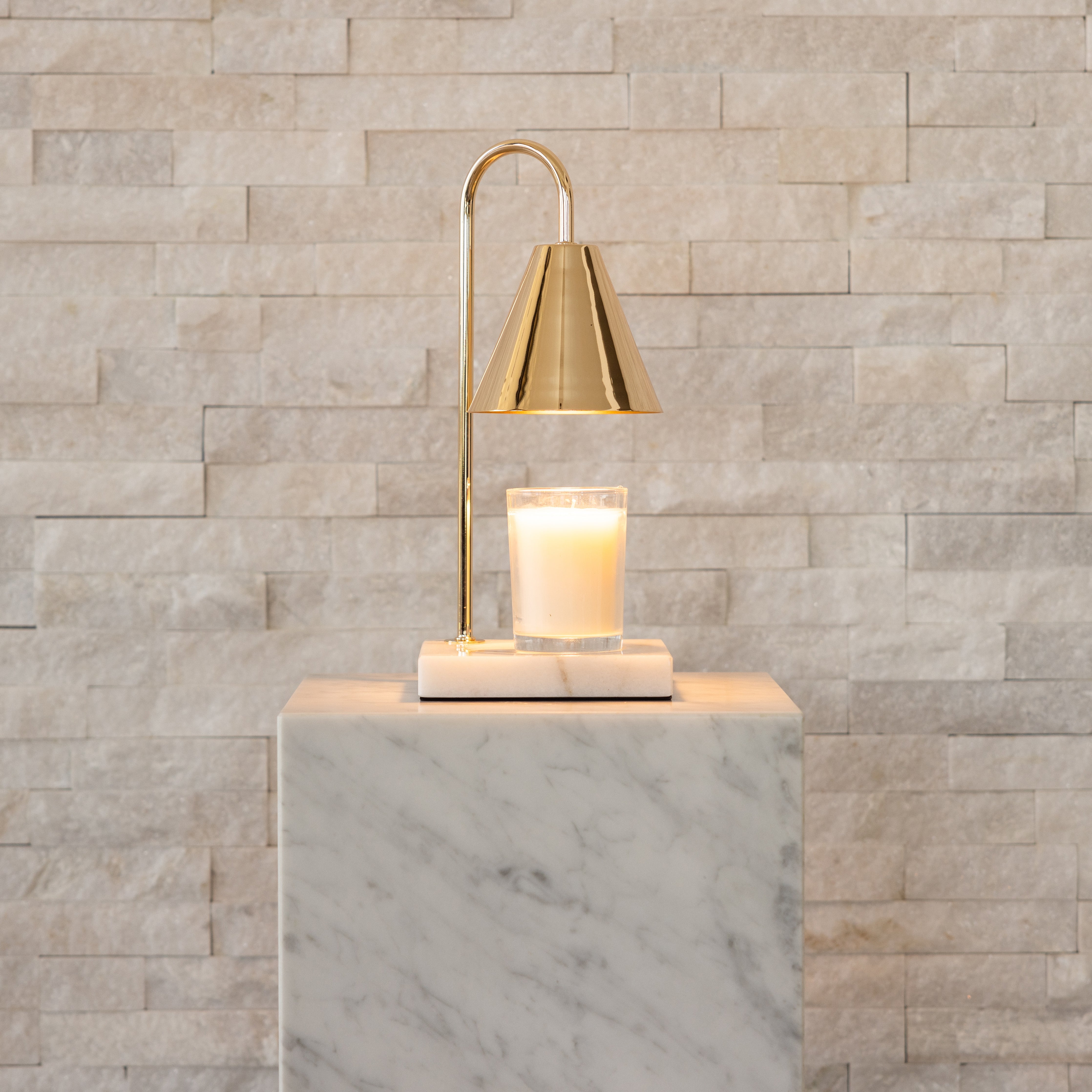 Marble Candle Warmer Lamp with Dimmable Glow