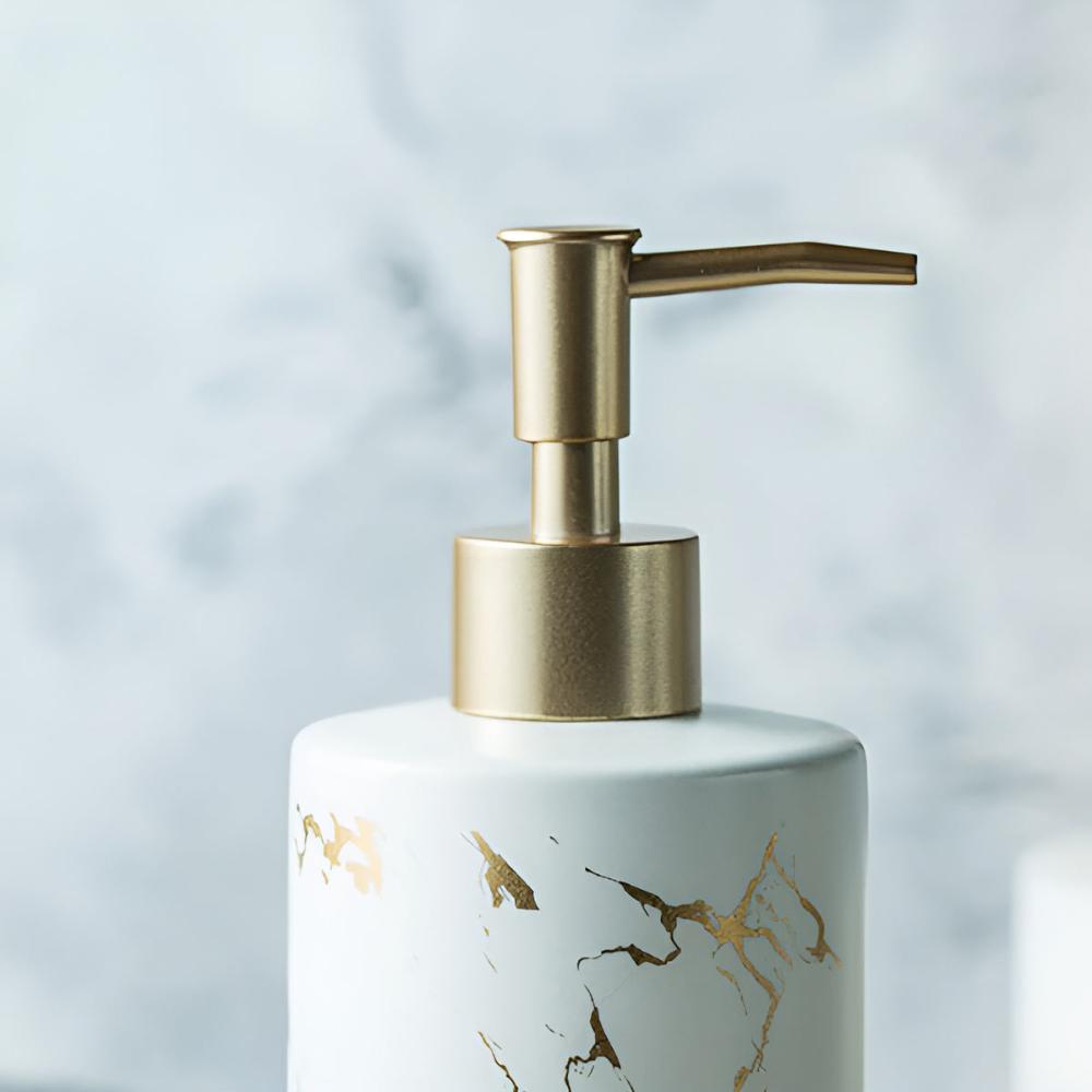 Marbled Ceramic Soap Dispenser with Gold Pump