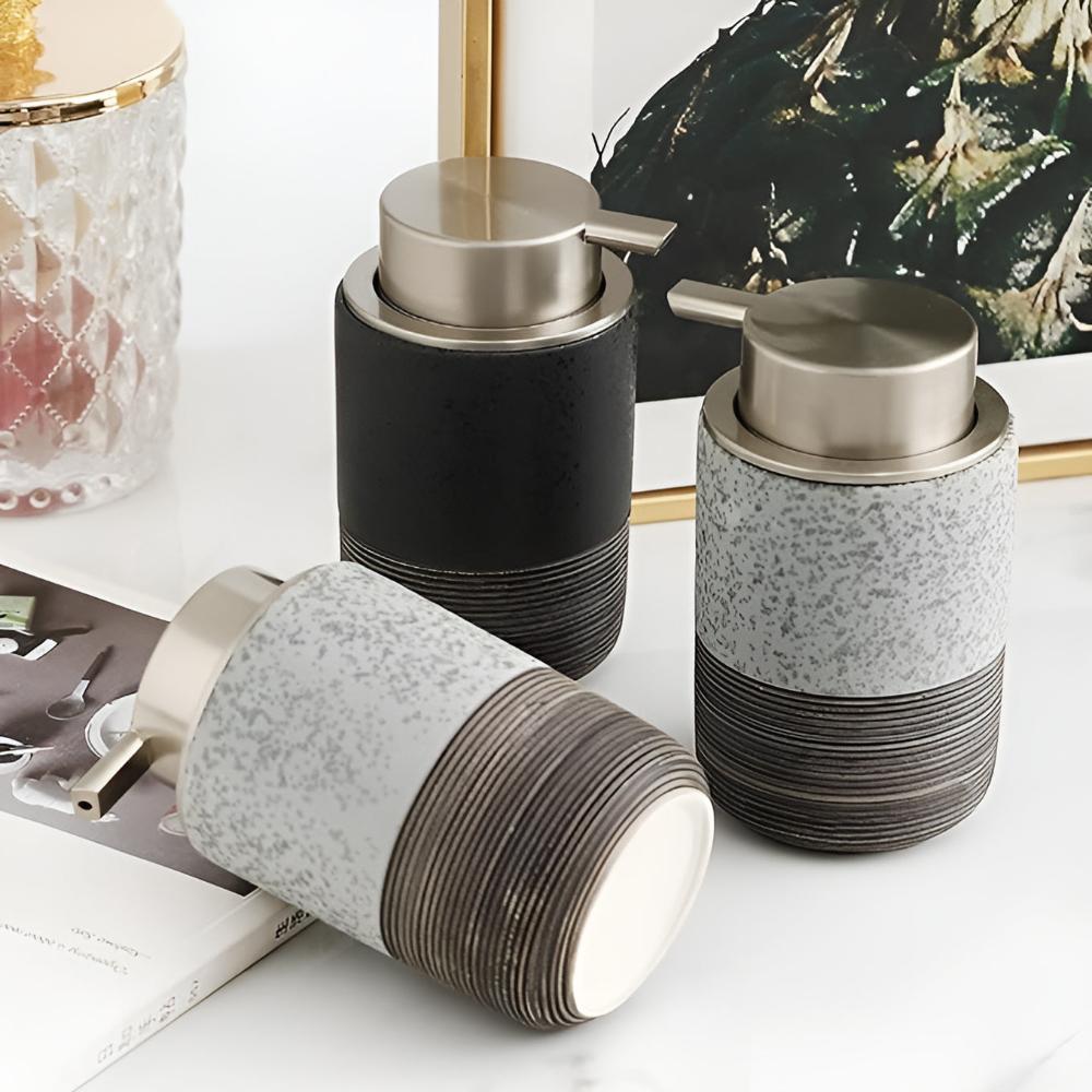 Matte Ceramic Soap Dispenser with Ribbed Base