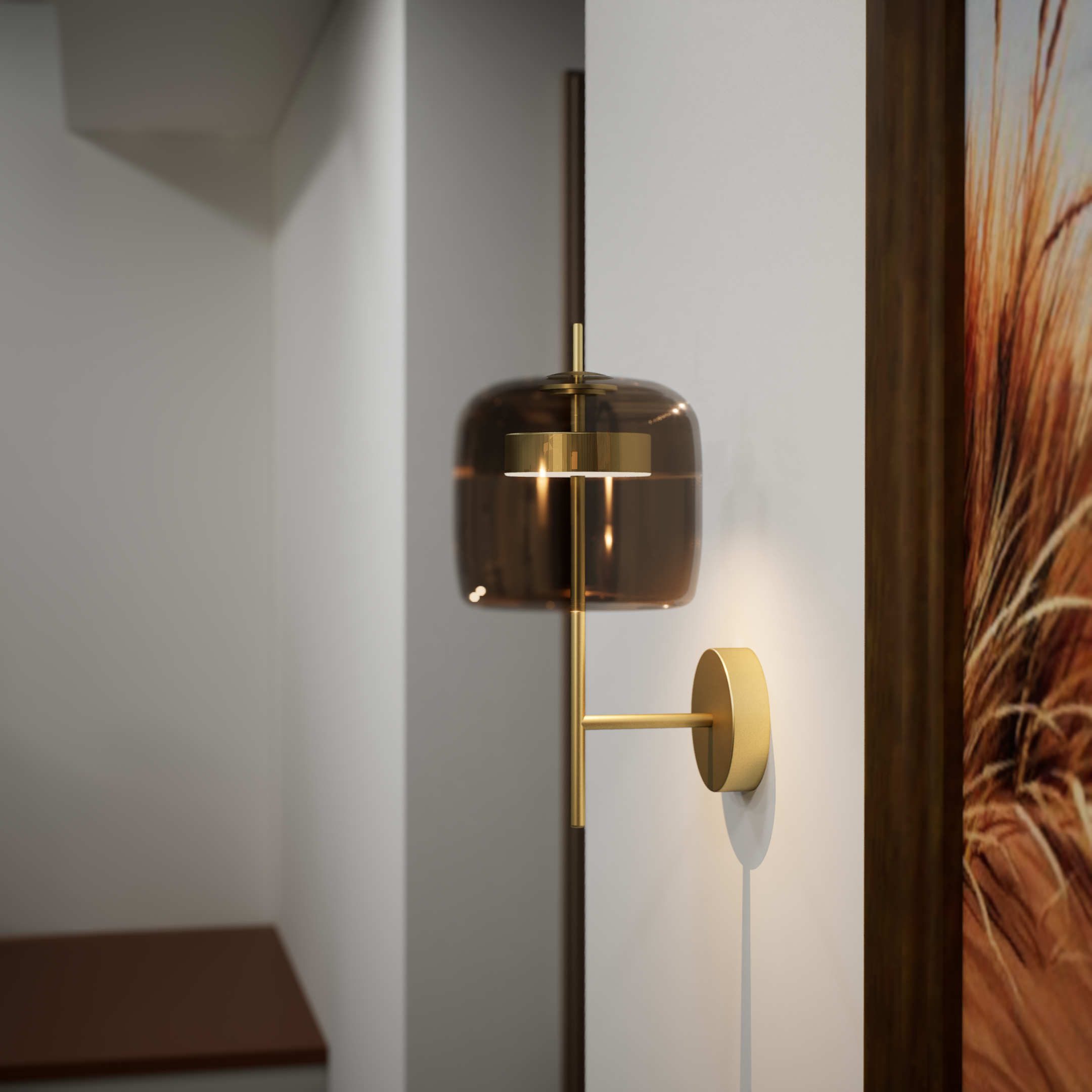 Mid-Century LED Wall Sconce with Smoked Glass