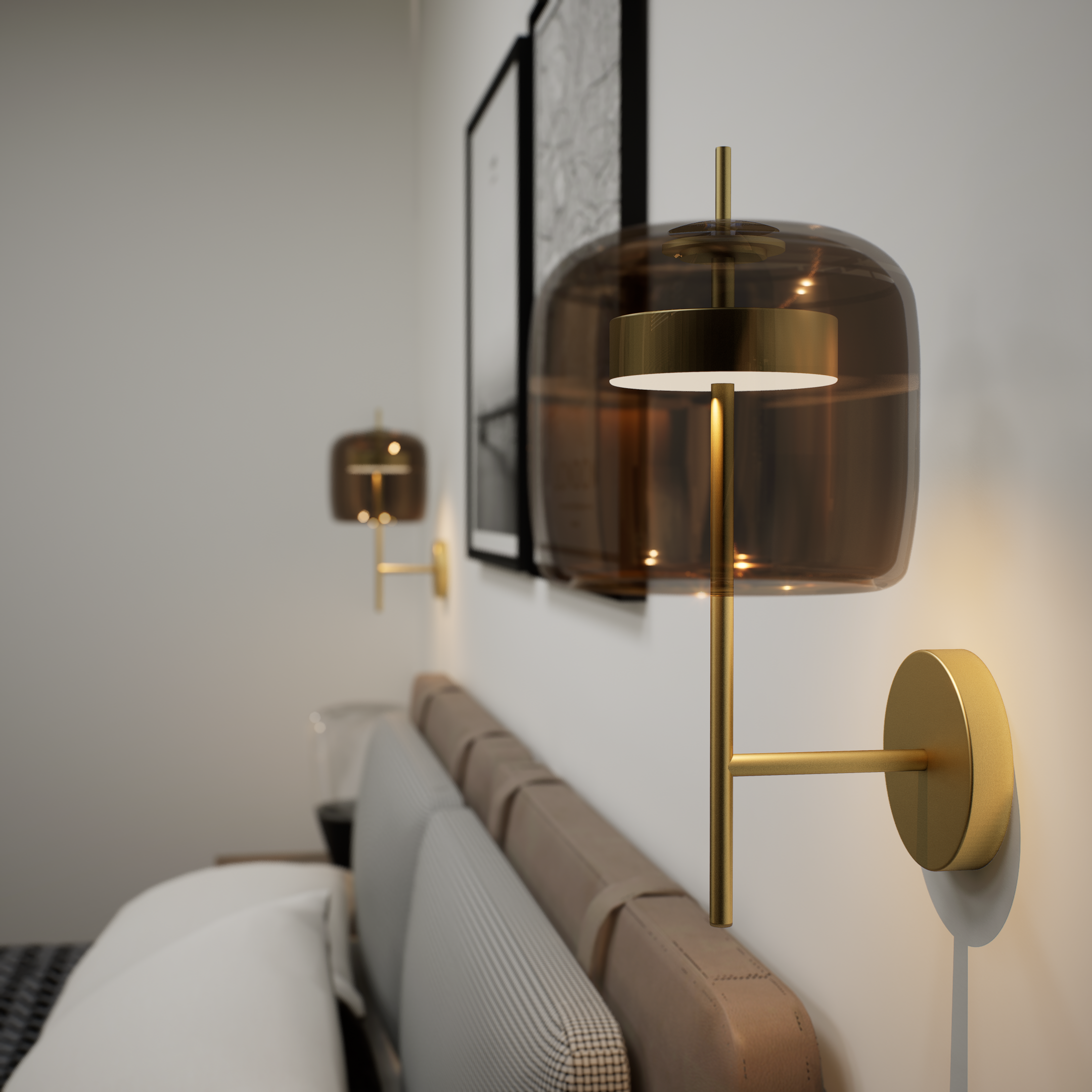 Mid-Century LED Wall Sconce with Smoked Glass