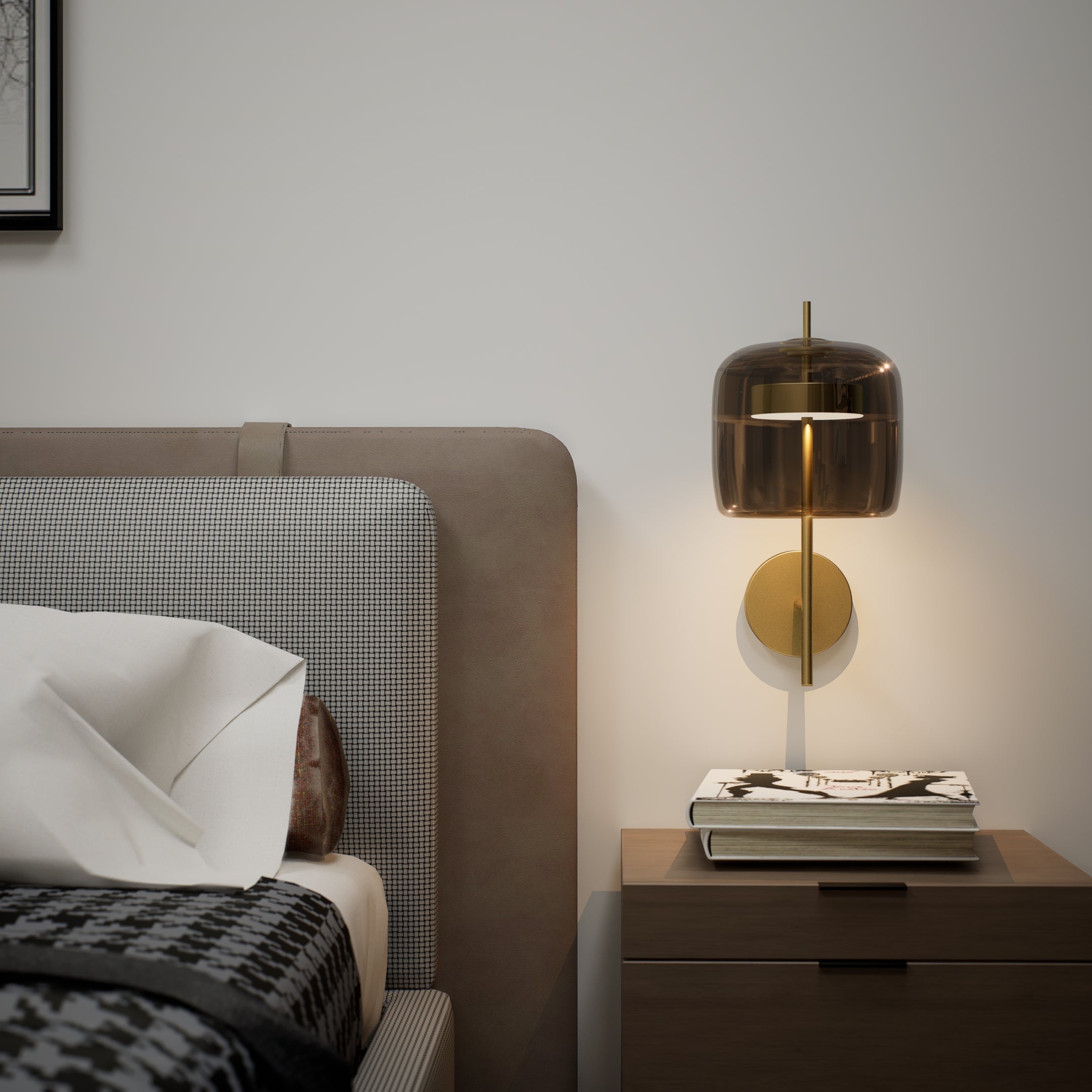 Mid-Century LED Wall Sconce with Smoked Glass