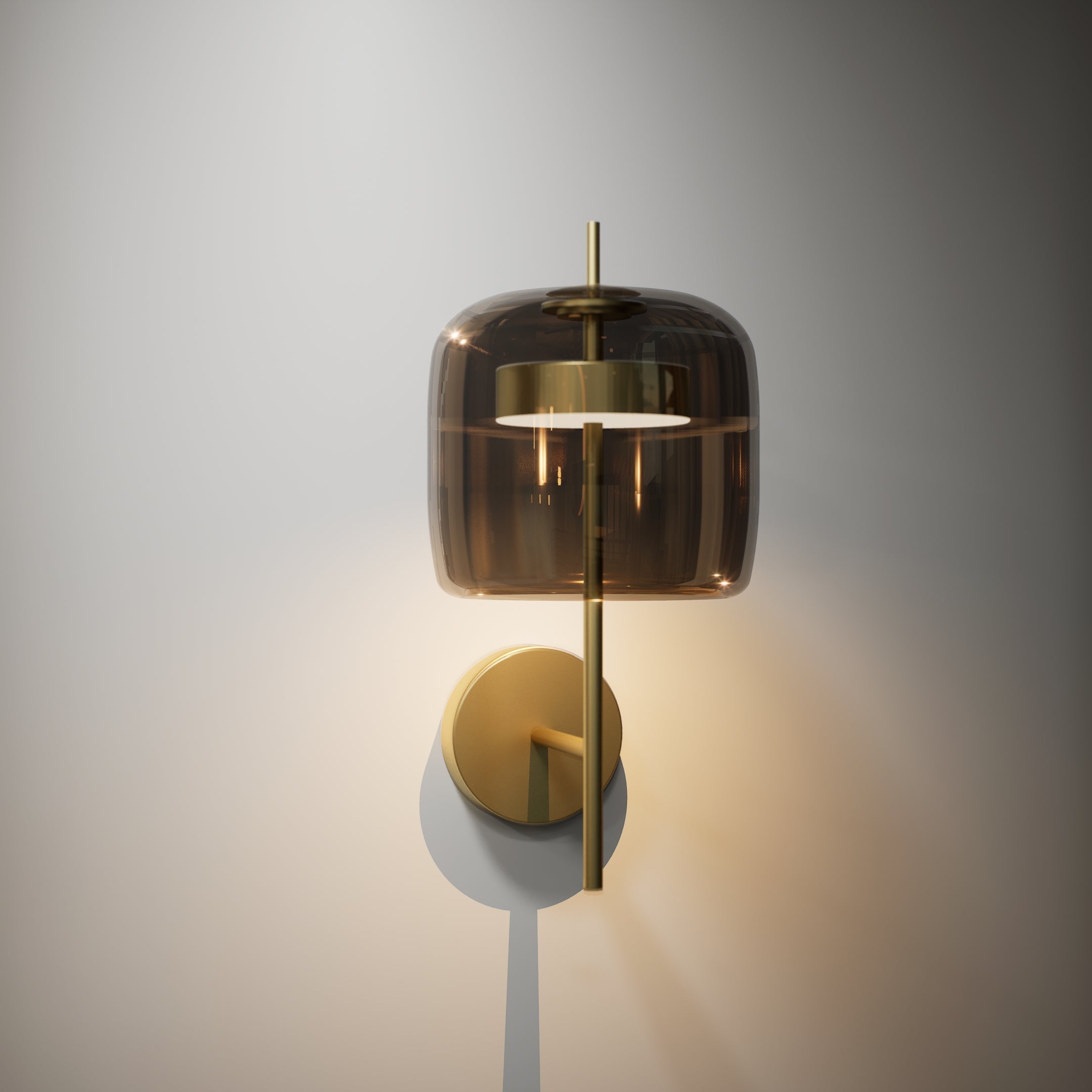 Mid-Century LED Wall Sconce with Smoked Glass