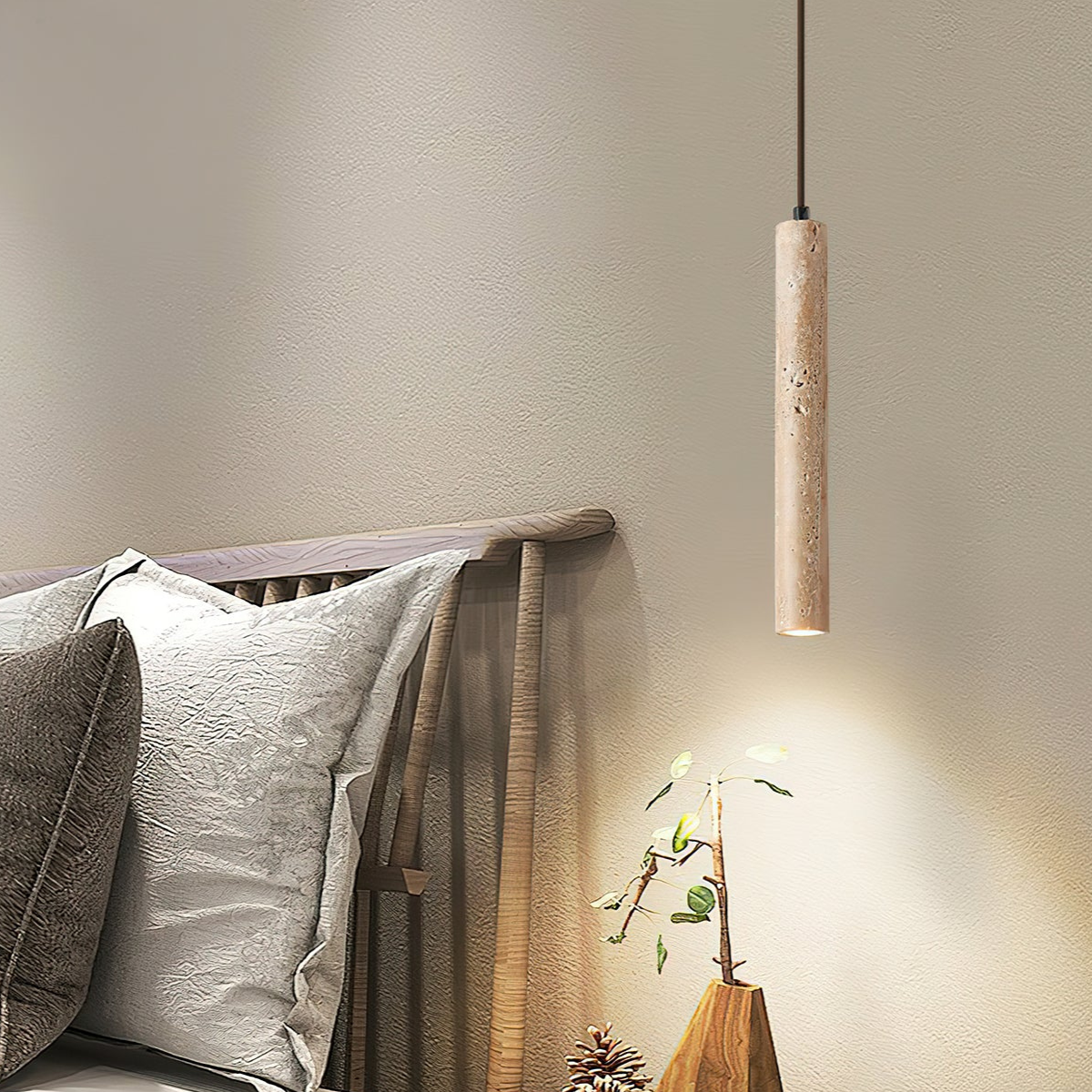 Minimalist Travertine Stone Pendant Light