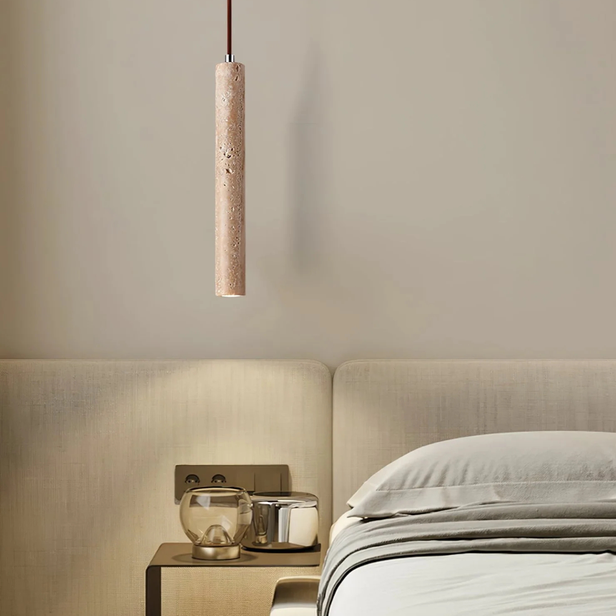 Minimalist Travertine Stone Pendant Light