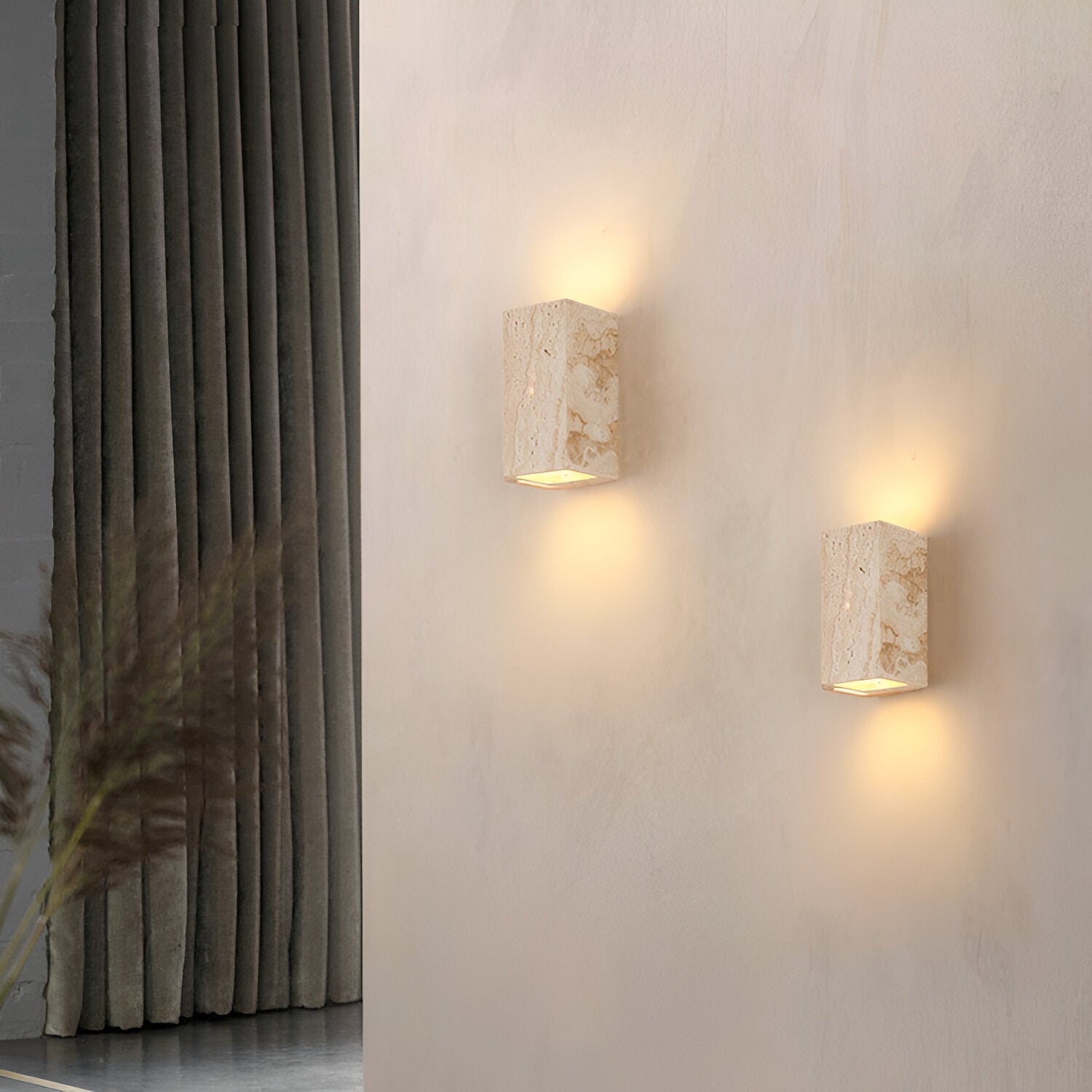Minimalist Travertine Up Down LED Wall Sconce