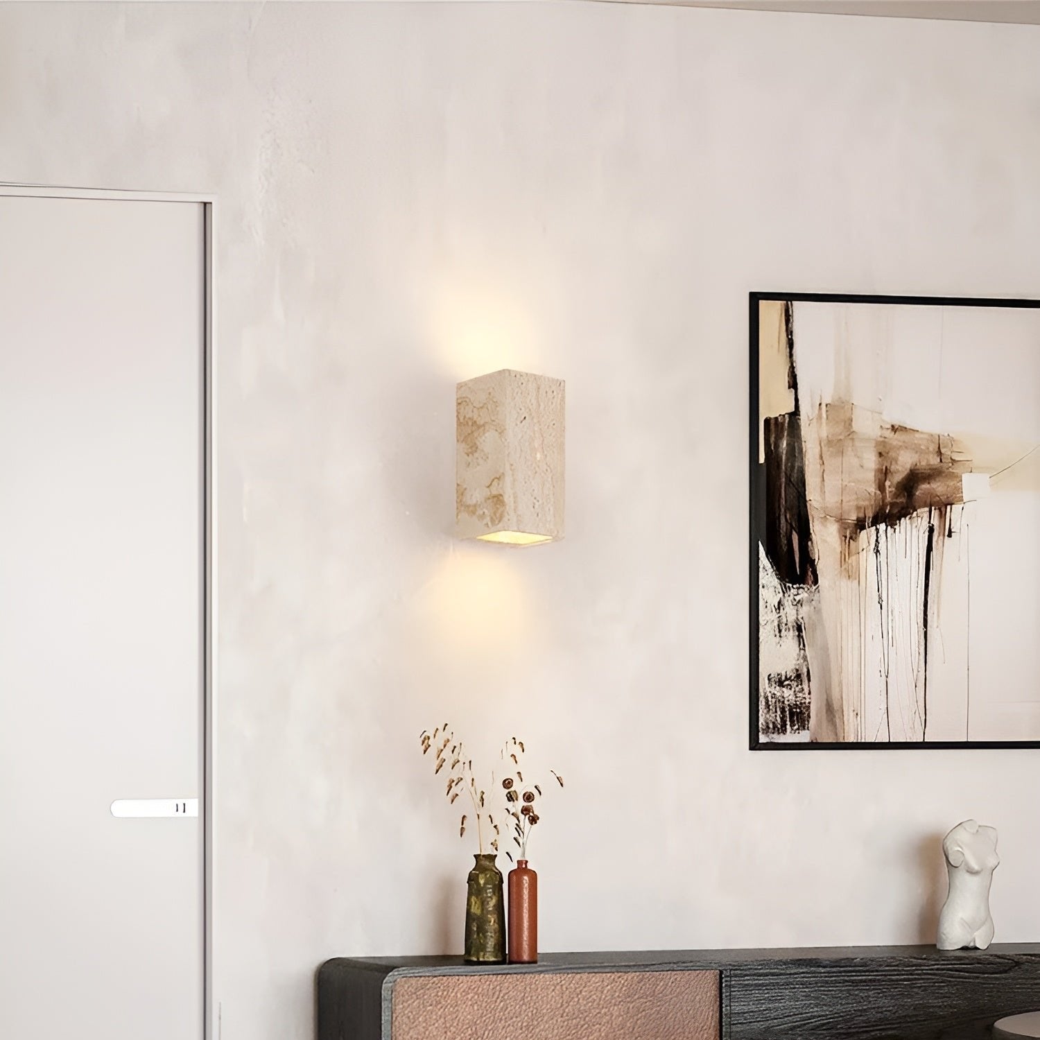 Minimalist Travertine Up Down LED Wall Sconce